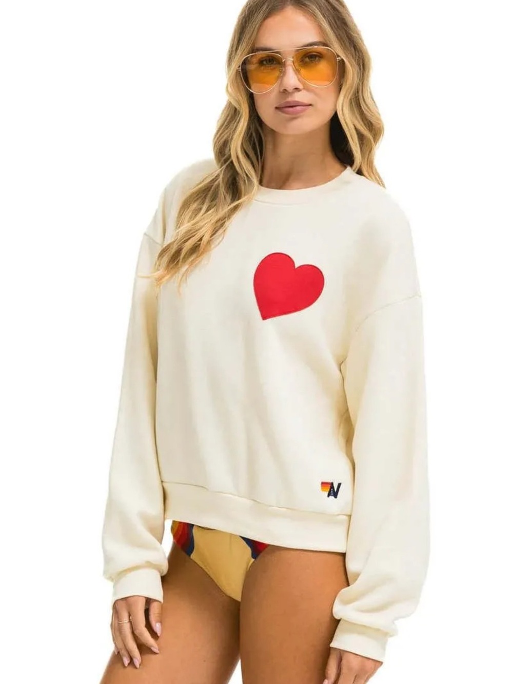 Aviator Nation Heart Stitch Crew Sweatshirt